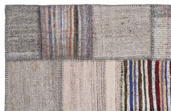 Teselya 1323 Beige Striped Wool Handmade Area Rug 5'3" x 7'7"