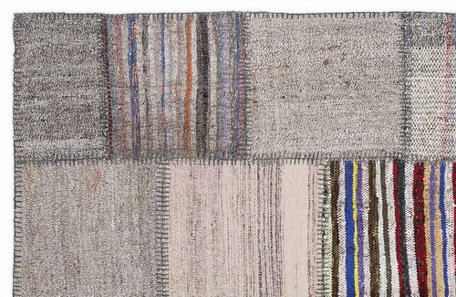 Teselya 1323 Beige Striped Wool Handmade Area Rug 5'3" x 7'7"