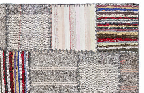 Teselya 1323 Beige Striped Wool Handmade Area Rug 5'3" x 7'7"
