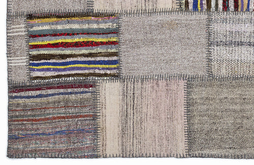 Teselya 1323 Beige Striped Wool Handmade Area Rug 5'3" x 7'7"
