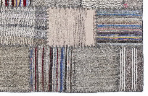 Teselya 1323 Beige Striped Wool Handmade Area Rug 5'3" x 7'7"