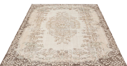 Atina Beige Vintage Wool Handmade Area Rug 5'9" x 8'7"
