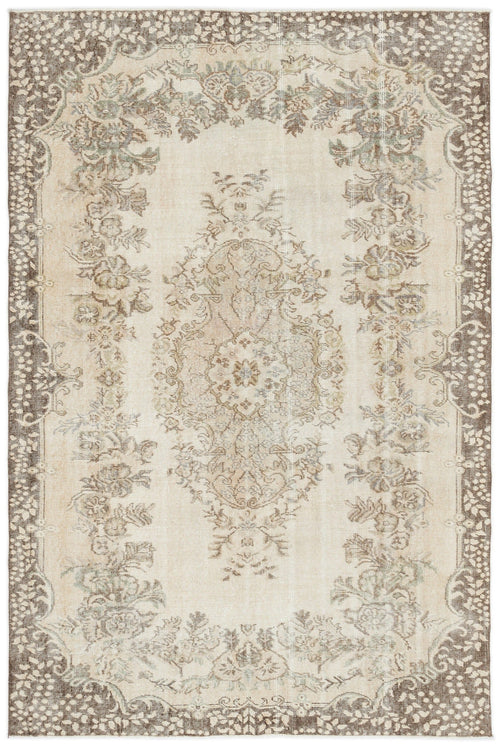 Atina Beige Vintage Wool Handmade Area Rug 5'9" x 8'7"