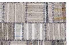 Teselya 1324 Beige Striped Wool Handmade Area Rug 5'3" x 7'7"