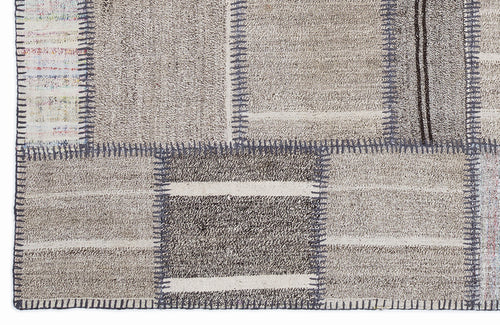 Teselya 1324 Beige Striped Wool Handmade Area Rug 5'3" x 7'7"