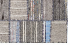 Teselya 1324 Beige Striped Wool Handmade Area Rug 5'3" x 7'7"