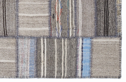 Teselya 1324 Beige Striped Wool Handmade Area Rug 5'3" x 7'7"