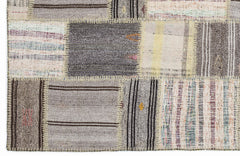 Teselya 1325 Beige Striped Wool Handmade Area Rug 5'3" x 7'7"