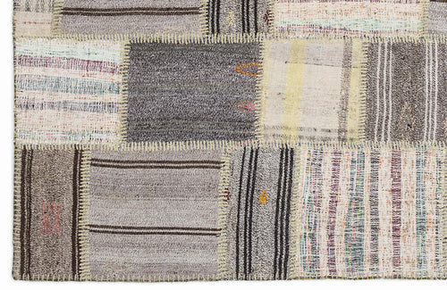 Teselya 1325 Beige Striped Wool Handmade Area Rug 5'3" x 7'7"