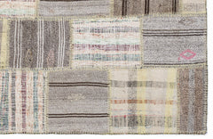 Teselya 1325 Beige Striped Wool Handmade Area Rug 5'3" x 7'7"