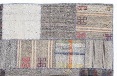 Teselya 1326 Beige Striped Wool Handmade Area Rug 5'3" x 7'7"