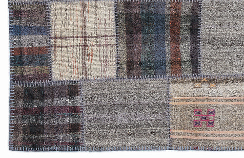 Teselya 1326 Beige Striped Wool Handmade Area Rug 5'3" x 7'7"