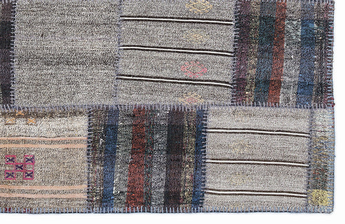 Teselya 1326 Beige Striped Wool Handmade Area Rug 5'3" x 7'7"