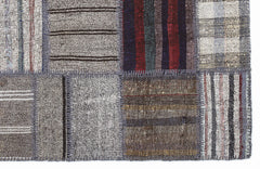 Teselya 1327 Beige Striped Wool Handmade Area Rug 5'3" x 7'7"