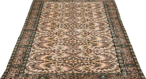 Atina Cream Vintage Wool Handmade Area Rug 4'6" x 7'9"