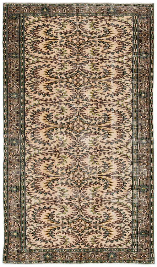 Atina Cream Vintage Wool Handmade Area Rug 4'6" x 7'9"