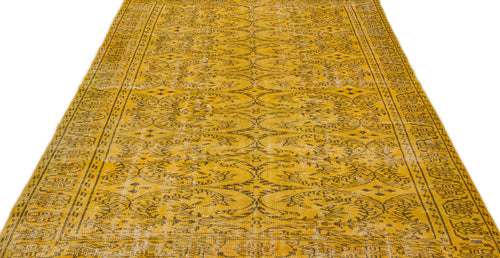 Atina Yellow Vintage Wool Handmade Area Rug 5'9" x 9'4"