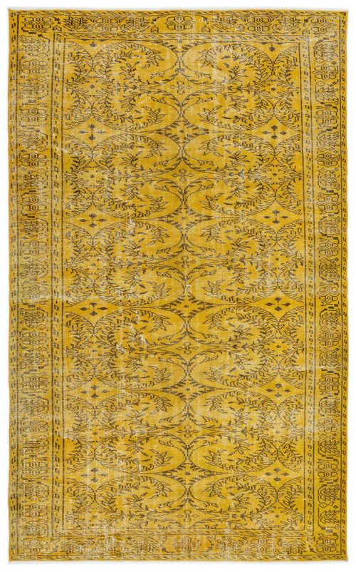 Atina Yellow Vintage Wool Handmade Area Rug 5'9" x 9'4"