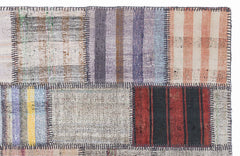 Teselya 1331 Beige Striped Wool Handmade Area Rug 5'3" x 7'7"