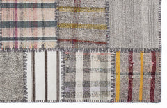 Teselya 1331 Beige Striped Wool Handmade Area Rug 5'3" x 7'7"