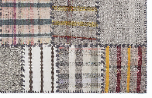 Teselya 1331 Beige Striped Wool Handmade Area Rug 5'3" x 7'7"