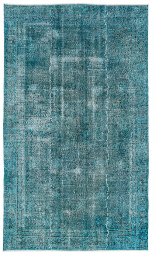 Atina Turquoise Vintage Wool Handmade Area Rug 5'5" x 8'10"