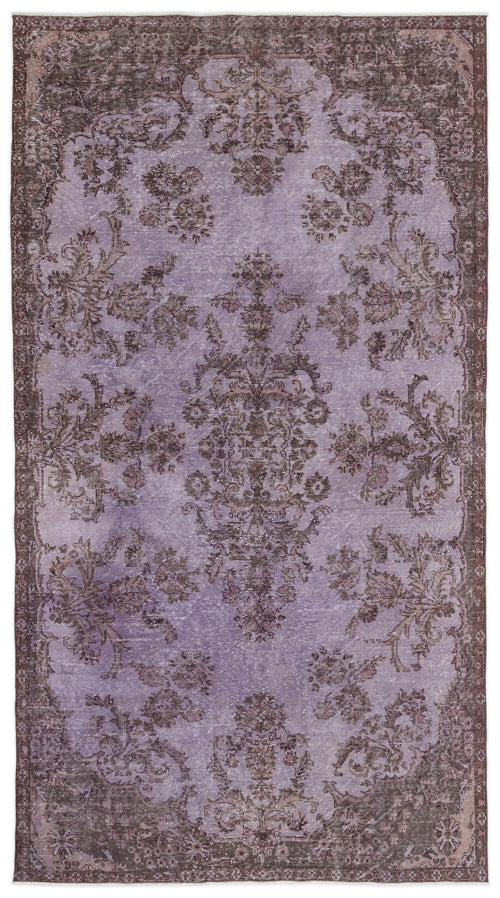 Atina Purple Vintage Wool Handmade Area Rug 5'3" x 9'9"