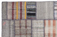 Teselya 1333 Beige Striped Wool Handmade Area Rug 5'3" x 7'7"