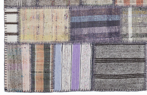 Teselya 1333 Beige Striped Wool Handmade Area Rug 5'3" x 7'7"
