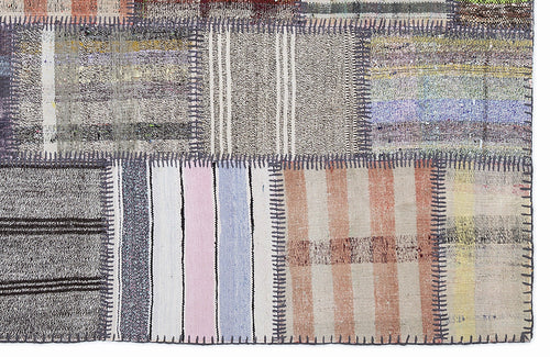 Teselya 1333 Beige Striped Wool Handmade Area Rug 5'3" x 7'7"