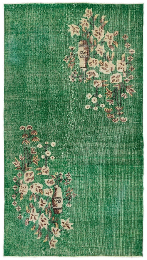 Atina Green Vintage Wool Handmade Area Rug 3'8" x 6'8"