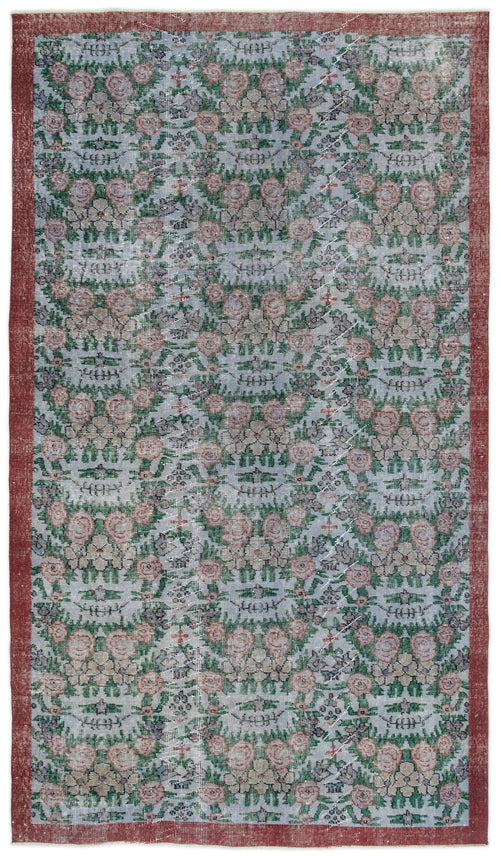 Atina Green Vintage Wool Handmade Area Rug 5'3" x 9'2"