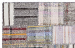 Teselya 1337 Beige Striped Wool Handmade Area Rug 5'3" x 7'7"