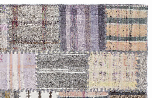 Teselya 1337 Beige Striped Wool Handmade Area Rug 5'3" x 7'7"