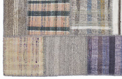Teselya 1337 Beige Striped Wool Handmade Area Rug 5'3" x 7'7"
