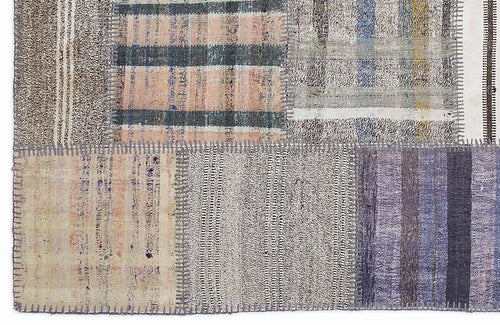 Teselya 1337 Beige Striped Wool Handmade Area Rug 5'3" x 7'7"