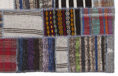 Teselya 1339 Beige Striped Wool Handmade Area Rug 5'3" x 7'7"