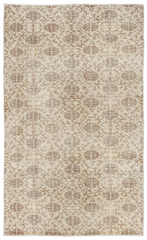 Atina Beige Vintage Wool Handmade Area Rug 4'9" x 7'10"