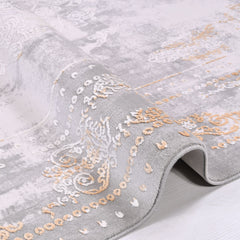 Modern Bamboo Area Rug – Machine Made Grey Durable Acrylic Yarn Carpet