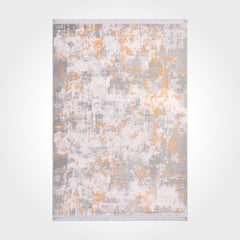 Modern Bamboo Area Rug - Machine Made Grey Rug with Soft Acrylic Yarn & Overlocked Edge