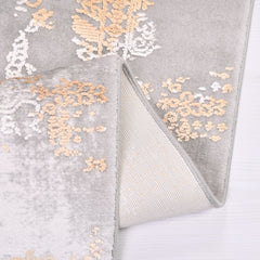 Modern Bamboo Area Rug - Machine Made Grey Rug with Soft Acrylic Yarn & Overlocked Edge