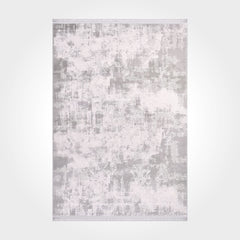 Modern Bamboo Area Rug – Grey Machine Made Rug with Overlocked Edge