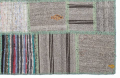 Teselya 1340 Grey Striped Wool Handmade Area Rug 5'3" x 7'7"