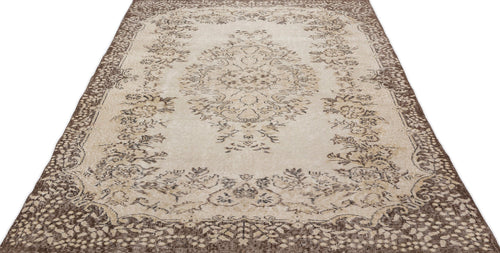 Atina Beige Vintage Wool Handmade Area Rug 5'8" x 9'5"