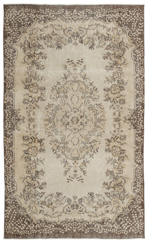 Atina Beige Vintage Wool Handmade Area Rug 5'8" x 9'5"