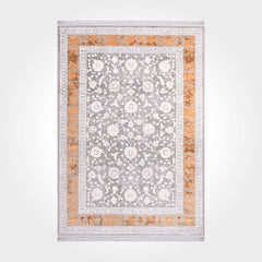 Grey Bamboo Area Rug – Machine Made Rug With Overlocked Edge, Washable Non Slip