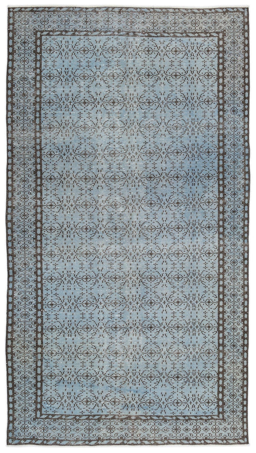 Atina Blue Vintage Wool Handmade Area Rug 4'11" x 8'9"