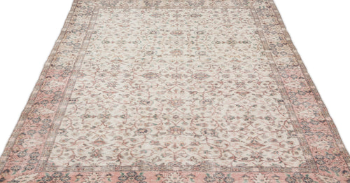 Atina Beige Vintage Wool Handmade Area Rug 5'1" x 8'5"