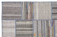 Teselya 1343 Beige Striped Wool Handmade Area Rug 5'3" x 7'7"