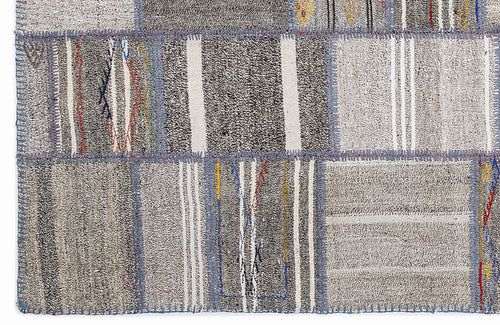 Teselya 1343 Beige Striped Wool Handmade Area Rug 5'3" x 7'7"